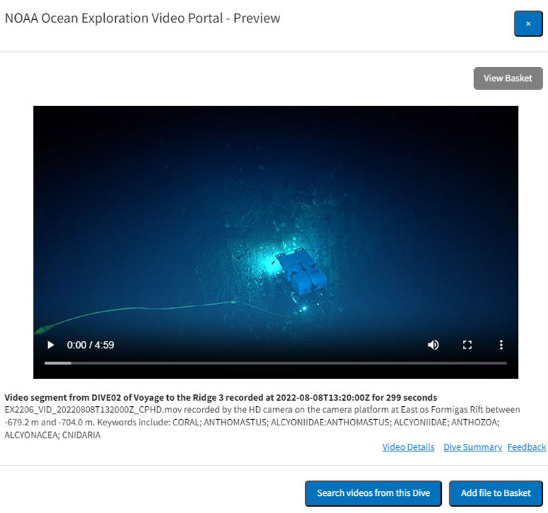 Screenshot of the Ocean Exploration Video Portal preview