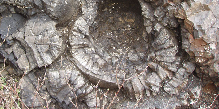 Dr. Keller talks about 'pillow basalts' -- rocks whose unique radial fracture pattern was seen on the seamounts in the Gulf of Alaska.