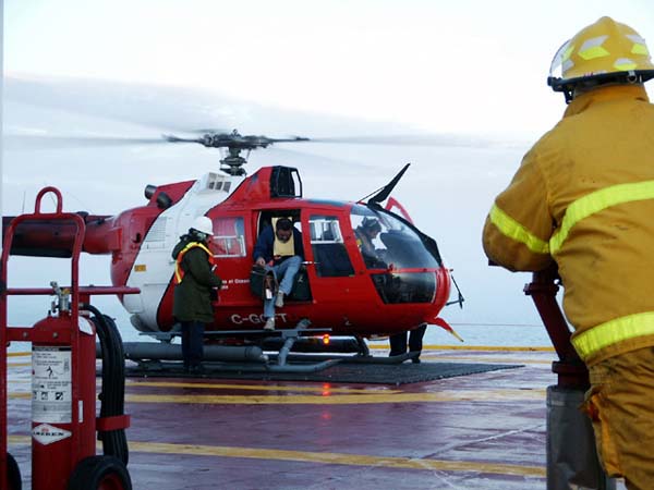 offloading passengers off of helicopter