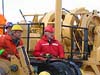 Feeding the mooring line over the winch