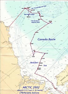 Map of the Louis' route and CTD casts