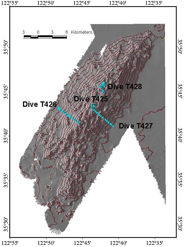 Bathymetric contour map of Davidson Seamount