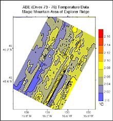 Map of temperatures in the Magic Mountain region