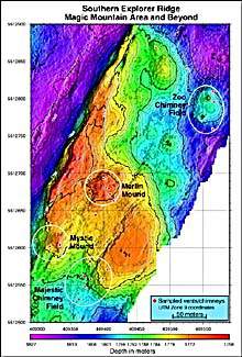 Bathymetric map of Magic Mountain area