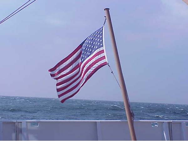 The Ron Brown’s flag flying on September 11th, 2002.