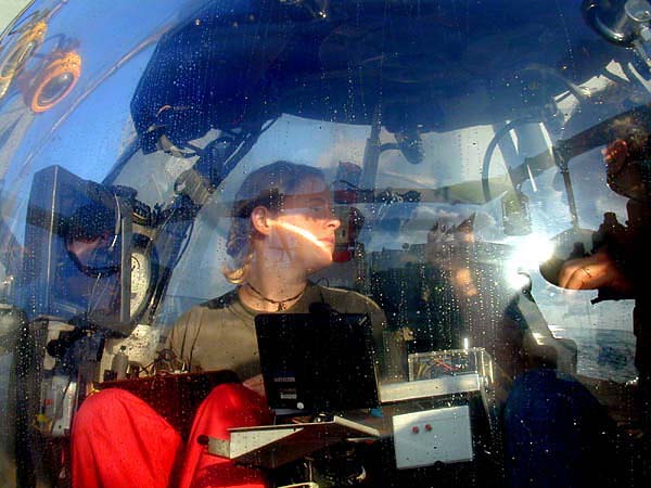 Johanna Jarnegren in the submarine