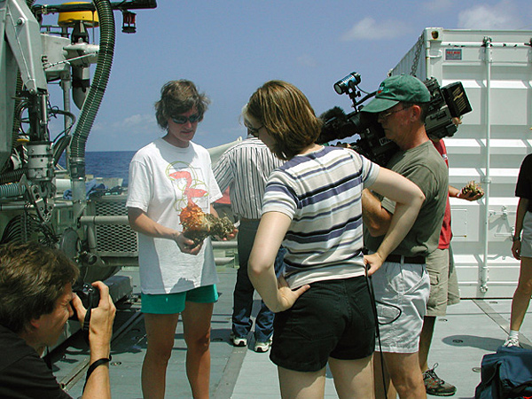 Martha Nizinski is interviewed by a representative from UNC TV