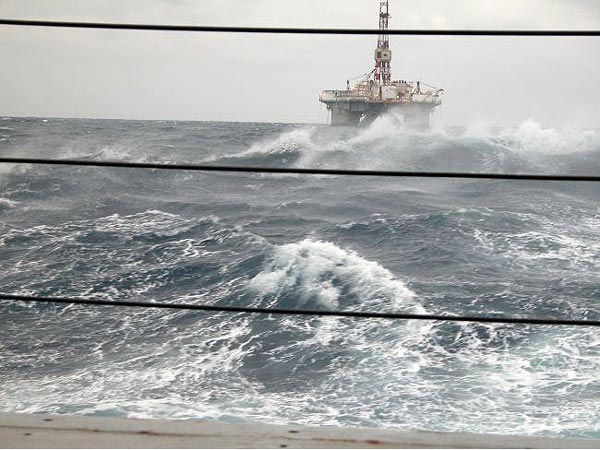 Wind and waves building during the last dive