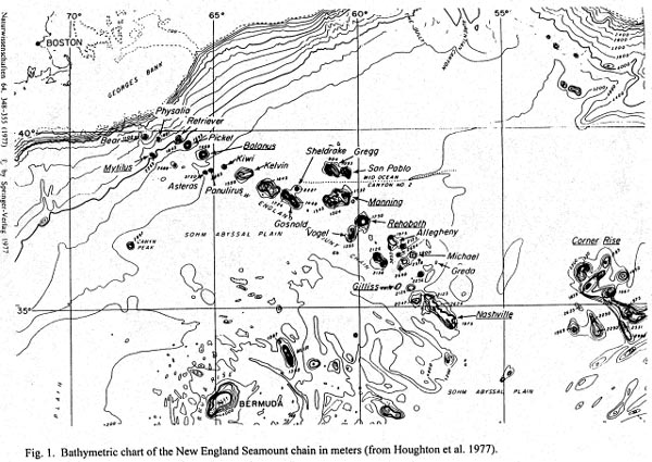 Map of the New England seamount chain