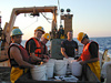 Sorting animals from the trawl catch at Bear Seamount in 2002.