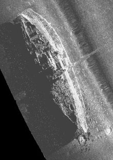 Side scan sonar image of the Steamship Portland