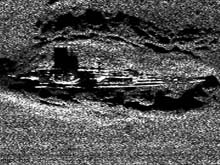 Side scan sonar image (410 kHz) of the German U-boat U-166