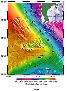 Bathymetric location map of the Blake Ridge study area