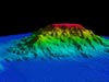 A 3-D perspective generated from our bathymetric mapping of Giacomini (right) and Ely (left).