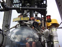 J.D. Dubik enters the Johnson-Sea-Link II for a three-hour dive.