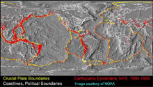 Submarine volcanoes and earthquakes map.