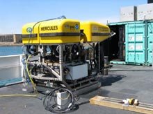 IFE’s ROV HERCULES on the deck of the NOAA ship Ronald. H. Brown.