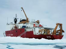 US Coast Guard Cutter HEALY operates with a compliment of two Coast Guard HH-65B Dolphin Helicopters in addition to Healy's normal equipment and crew.