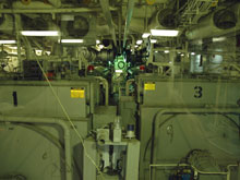 Two of Healys four engines as viewed through the control room.