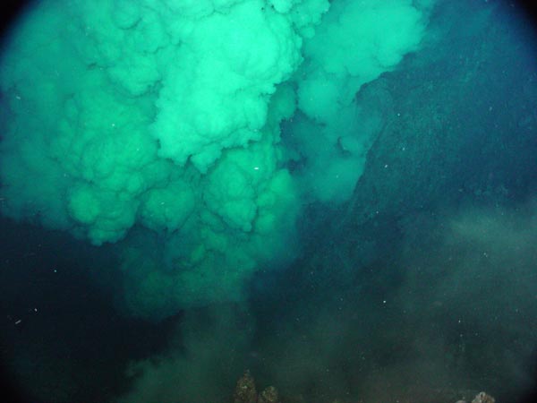 "Brimstone Pit" crater near the summit of NW Rota-1 volcano.