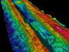 This bathymetric map created using the EM-300 multibeam sonar shows the ridge crest at 4 times greater resolution than previous maps.