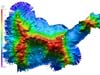 Bathymetry of the Lyman Seamount, shaded relief map.