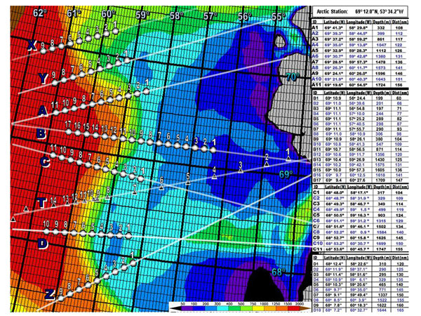 Close up of all selected potential oceanographic lines.