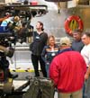 Penny Allen (center) and Warwick Sloss (left) from the BBC confer with MBARI scientist Jim Barry.