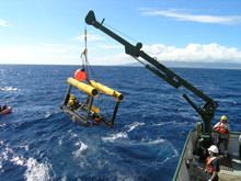 The LLS being hoisted onto the deck