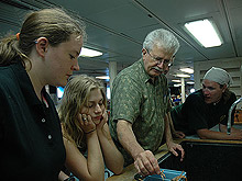 examining specimens