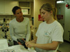 In the bio lab, Erin Becker and Irmi Eichinger are processing the remainder of the mussel samples.