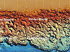 This map provides a general overview of the seafloor topography in the Gulf of Mexico. Atwater Valley 340 (AT 340) is highlighted by a yellow arrow in the eastern portion of the Gulf.