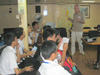 Chief Scientist Larry Madin explains to high school students why it is important to study the deep sea basin in the Celebes Sea.