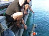 Art and Alex conducting trim and buoyancy testing with the UBC Gavia vehicle dockside prior to mission operations.