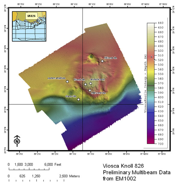 Multibeam data at Viosca Knoll 826 acquired during the Lophelia II cruise.