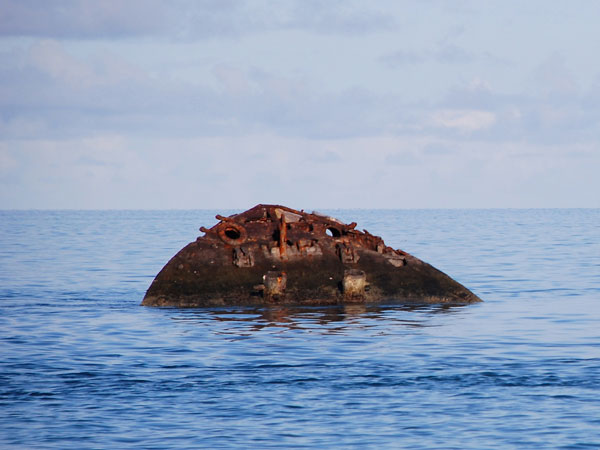 The wreck of the HMS Vixen, sunk during World War II to block the channel into Hamilton (?) from German U-Boats. 