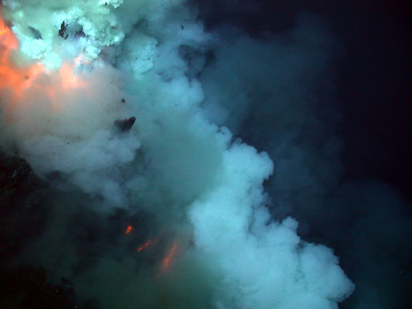 An eruption near the summit of the West Mata Volcano