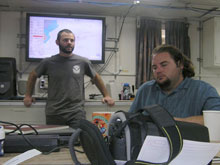 Dr. Erik Cordes, Chief Scientist for the expedition giving the evening science brief before the evening launch.