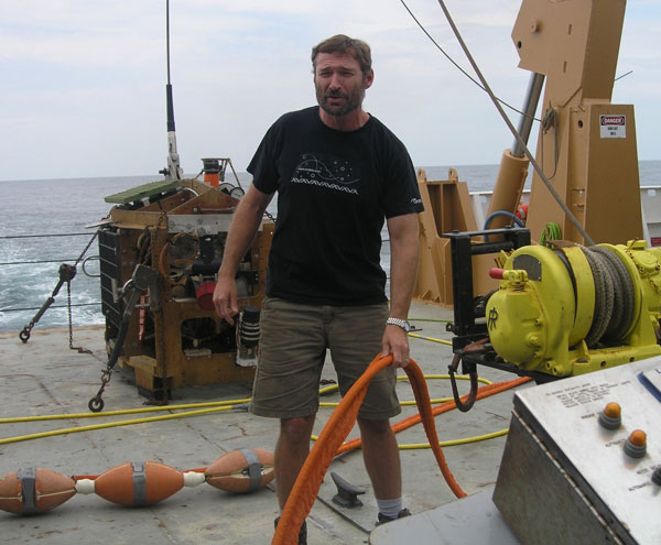 Jason Expedition Leader, Matt Heintz with Medea in the background.  