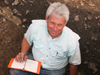 Dr. Jack Rink of McMaster University taking an OSL sample in the Pre-Clovis levels at Gault, Texas. 