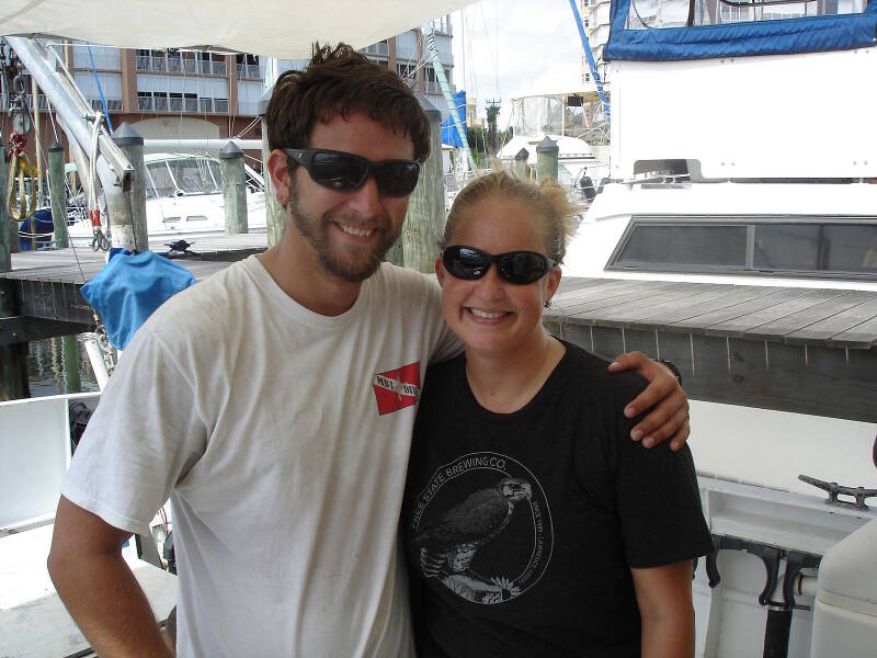 LAMP volunteer Hunter Whitehead and LAMP Archaeological Conservator Starr Cox help with loading and also served as drivers today. They will drive our vehicles back to St. Augustine when the <em>Roper</em> is ready to depart.