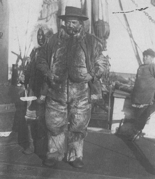 Photograph of Captain George Gilley, the only known native Hawaiian whaling captain. While Captain Gilly was not recorded as aboard any of the whaling ships involved in the 1871 disaster, he was the captain of the Hawaiian-registered whaling Brig William H. Allen, which was similarly lost, crushed in the ice, nearby off Barrow, in 1878.