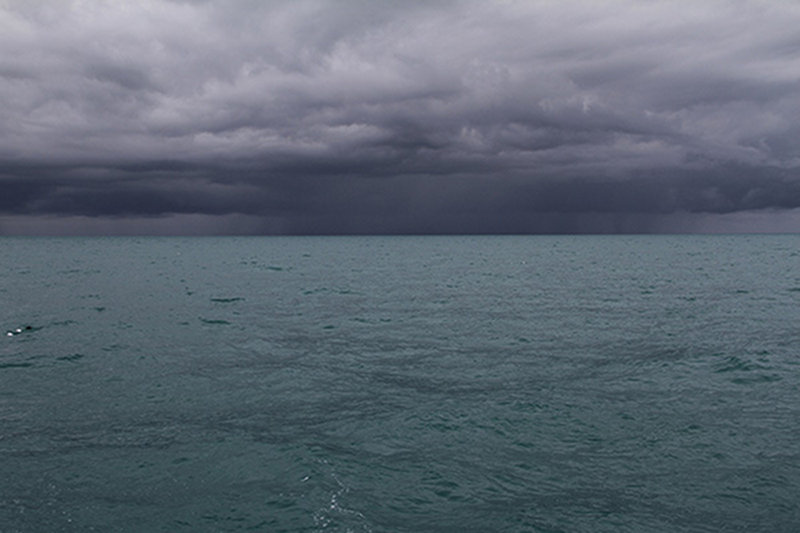 A water spout formed in the distance.