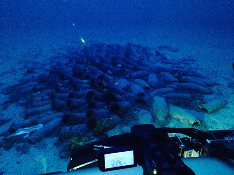 Artifacts seen while exploring a Roman shipwreck off the coast of Sicily.