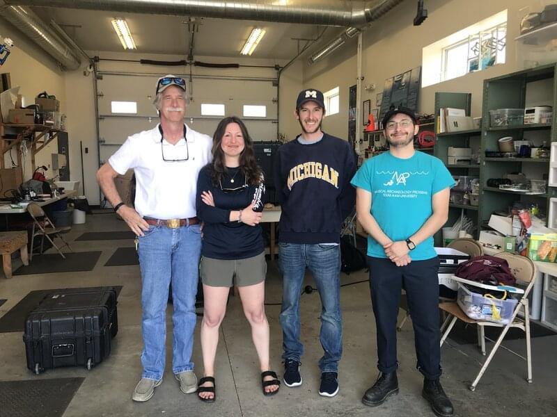 Discovering the Submerged Prehistory of the Alpena-Amberley Ridge in Central Lake Huron expedition explorers John O’Shea, Ashley Lemke, Brendan Nash, and Michael “River” Rivera.