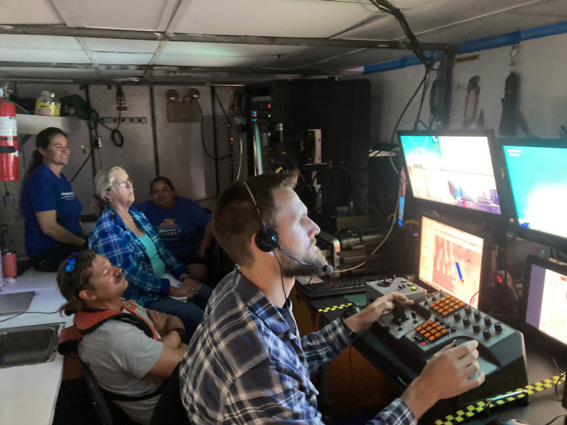 his scene comes from the dry lab during the successful first day of operations on the Exploring the Blue Economy Biotechnology Potential of Deepwater Habitats expedition. Image courtesy of Exploring the Blue Economy Biotechnology Potential of Deepwater Habitats.