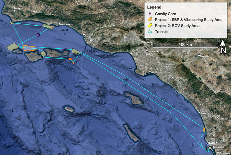 Using chirp and controlled source electromagnetic data collected during geophysical surveys conducted as part of the expedition in October 2021 and March 2022, the research team has identified sites P2A-D for targeted remotely operated vehicle investigations in January 2023.