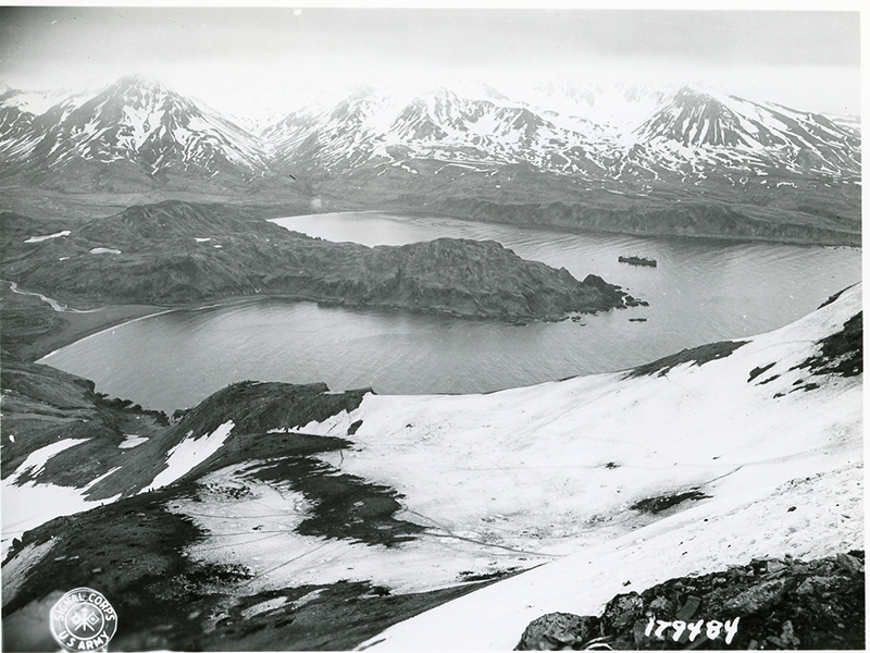 U.S. ship in Holtz Bay, Attu. c. 1943-1944.