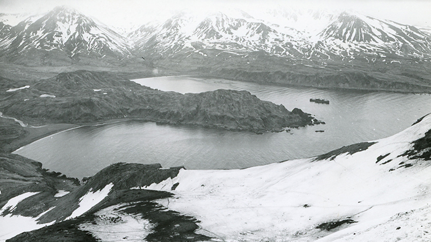 U.S. ship in Holtz Bay, Attu. c. 1943-1944.