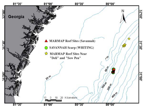 Savannah Scarp sites map